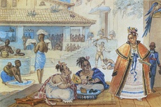 Interior of a Roma's house in Brazil c. 1820, by Debret