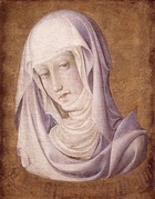 Verónica de la Virgen (hacia 1405 o 1410), de Gonçal Peris (Museo de Bellas Artes de Valencia), «vera icon» de la Virgen María basada en el retrato efectuado por san Lucas de la Virgen.