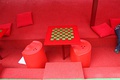 Colourful red and green chess table