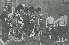 An early photo, taken at Scutari, of officers and men of the 93rd Highland Regiment, shortly before their engagement in the Crimean War, 1854.