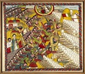 "Ethiopian Empire forces, assisted by St George (top), win the Battle of Adwa against Italy. Painted 1965–75."