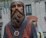 Burgalese traditional representation (called "Gigantones") of El Cid that is taken to the streets during the town major festivity. Doña Jimena's representation is behind.