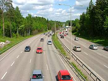 Ring I at Pirkkola, Helsinki where it crosses the Central Park.