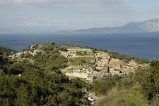 The rugged indented coastline at Rhamnous, Attica