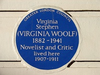 Greater London Council plaque at 29 Fitzroy Square, Fitzrovia, commemorating Virginia Woolf (erected 1974)