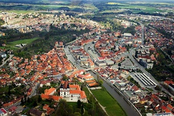Aerial view of the centre of Třebíč