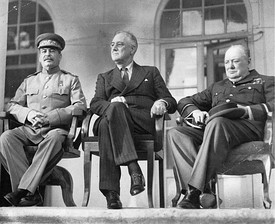 И. В. Сталин, Ф. Д. Рузвельт У. Черчилль в Тегеране