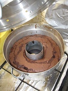 A Passover brownie cake baked in a wonder pot