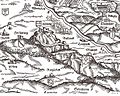 Detail: Uetliberg and Albis showing the castles called Uetliburg, Friesenburg, Baldern and Manegg