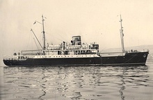 The old and the new Loredan ships. The latter is photographed off the coast of Beirut, Lebanon. The winged Lion of St. Mark is visible on the funnel of both ships.