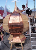 Traditional construction and copper cladding, in Munich (Germany)