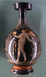 Hypnos and Thanatos carrying the body of Sarpedon from the battlefield of Troy; detail from an Attic white-ground] lekythos, c. 440 BC