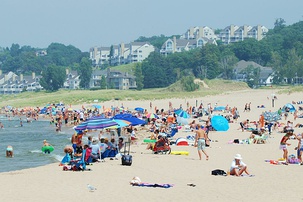 Lake Michigan beach at Holland State Park in Park Township, Michigan