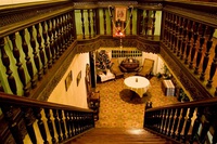 Balustrade of turned wood balusters of Quema Ancestral House a typical bahay na bato