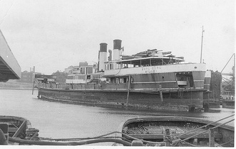 Curl Curl (hulked, front) and Dee Why at Strides shipbreakers, 1969