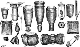 Traditional South African instruments of the Marutse-Mabunda kingdom, 1881