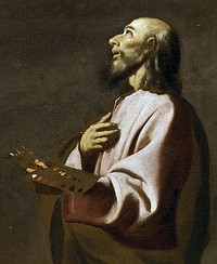 Предполагаемый автопортрет Сурбарана. Деталь картины «Апостол Лука как живописец перед Распятием». Между 1630 и 1639. Прадо, Мадрид