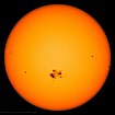  Top: active region 2192 in 2014 containing the largest sunspot of solar cycle 24[1] and active region 1302 in September 2011. Middle: sunspot close-up in the visible spectrum (left) and another sunspot in UV, taken by the TRACE observatory. Bottom: a large group of sunspots stretching about 320,000 km (200,000 mi) across.