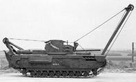 Armoured recovery vehicle variant of Churchill tank, with dummy gun, imitating an armed variant of the same tank