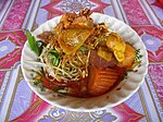 Cambodian curries: fish amok; saraman curry; kari sach moan; num banhchok samlor cari (clockwise from top left)