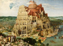 The Tower of Babel by Pieter Bruegel the Elder. Oil on board, 1563.Humans have speculated about the origins of language throughout history. The Biblical myth of the Tower of Babel is one such account; other cultures have different stories of how language arose.[34]