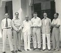 Ambalal Sarabhai third from left. First from left is Nathan Hughes Hamilton, an employee at Squibb- Sarabhai Chemicals, Baroda.