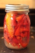 Jarred pickled peppers