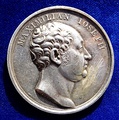 Presentation medal of the Bayerische Ständeversammlung 1819 to King Maximilian I Joseph, on the first anniversary of the constitution of 1818, obverse.