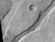 Icaria Fossae Graben in the Phaethontis quadrangle, as seen by HiRISE. Click on image for a better view of Dust Devil Tracks.