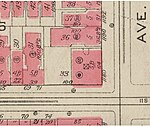 A 1923 map showing Francis F. Palmer's house on lot 33, block 1505, before George F. Baker Jr. acquired lots 30, 31, and 36, and before he built the additions of 1929-31.