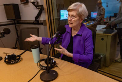 U.S. Sen. Elizabeth Warren in the WBUR studios on Sept. 4, 2024. (Jesse Costa/WBUR)