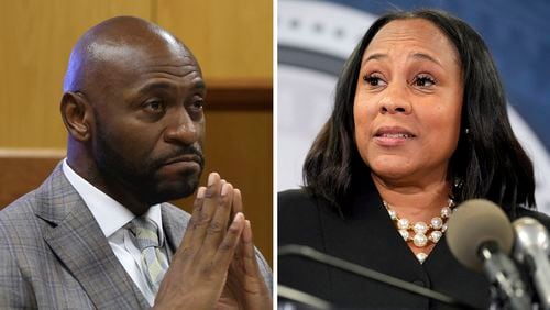 The personal relationship between Fulton County DA Fani Willis, right, and special prosecutor Nathan Wade, left,has come under scrutiny during the Georgia election interference case. (Alyssa Pointer & John Bazemore/AP)