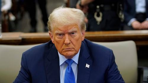 Former President Donald Trump sits in the courtroom during his civil fraud trial at New York State Supreme Court on Nov. 6, 2023, in New York City.   (Eduardo Munoz/Pool/Getty Images/TNS)