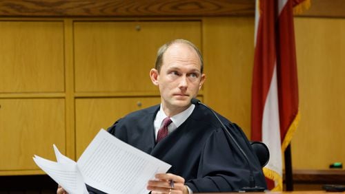 Fulton County Superior Judge Scott McAfee hears motions from attorneys representing Ken Chesebro and Sidney Powell on Sept. 14, 2023, in Atlanta. (Miguel Martinez/The Atlanta Journal-Constitution/TNS)