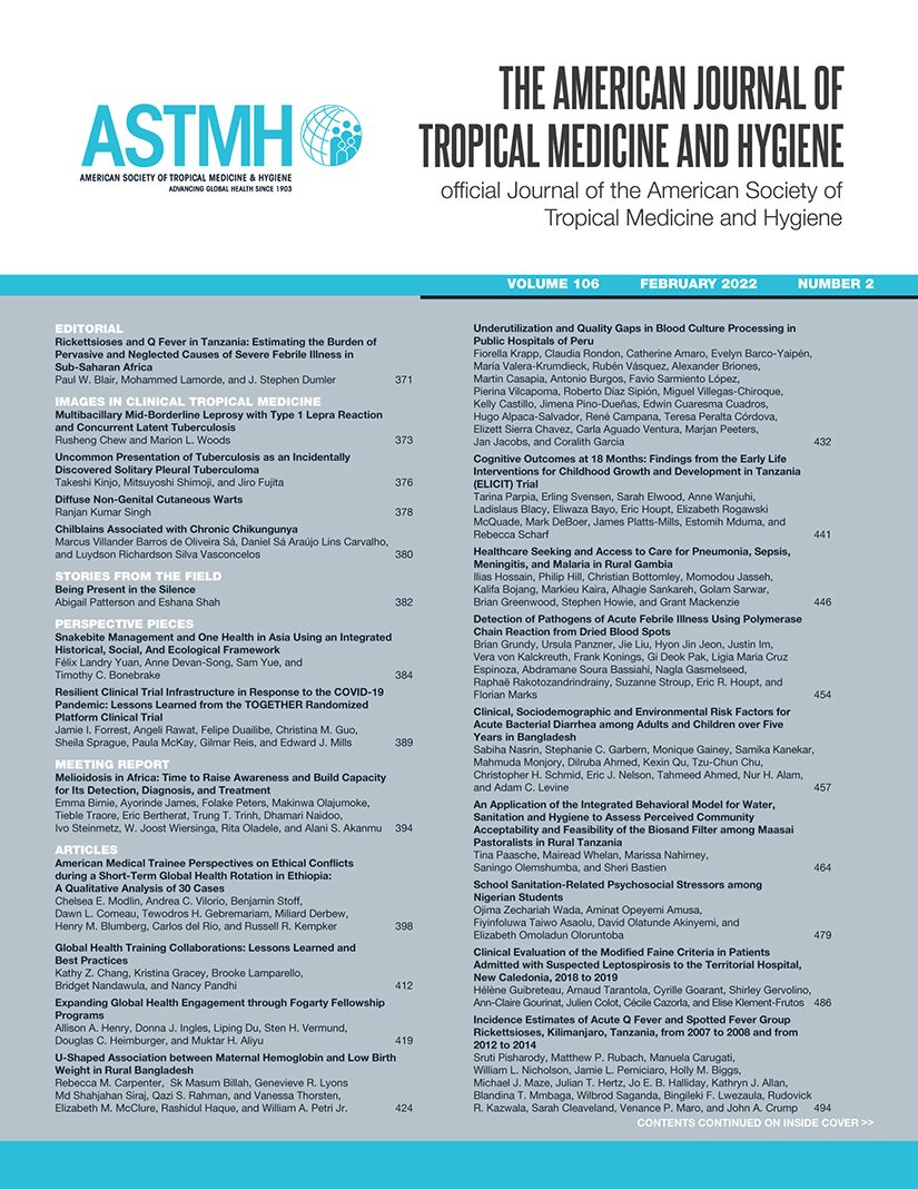 Cover The American Journal of Tropical Medicine and Hygiene