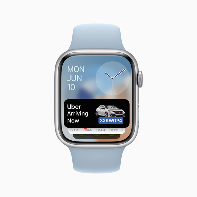 Live activiteiten voor Uber in de slimme stapel op een Apple Watch met S9.