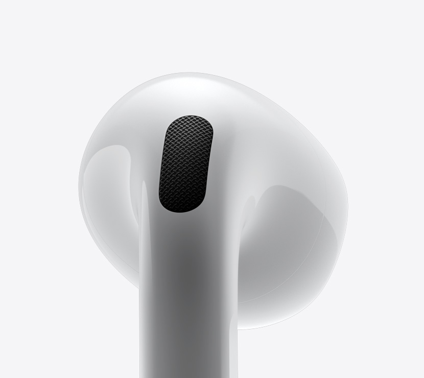 มุมมองระยะใกล้ด้านข้างของ AirPods 4