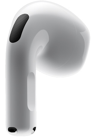 Airpods 4 แสดงมุมมองด้านหลังของ AirPods 4 โดยชี้ไปที่ก้านที่มีเซ็นเซอร์แรงกด