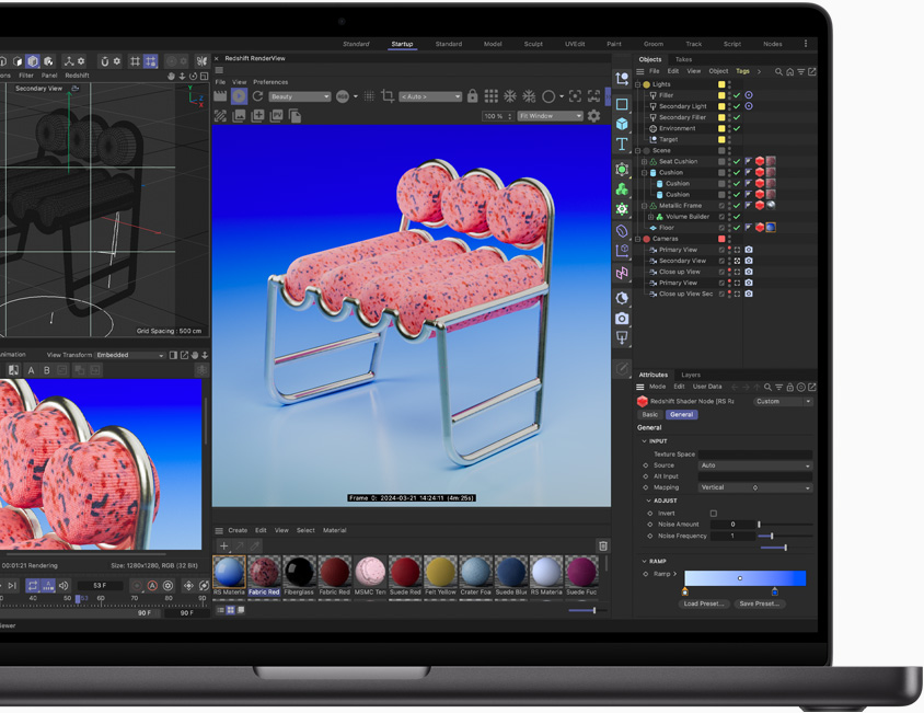 Aplikacja Cinema 4D pokazana na MacBooku Pro