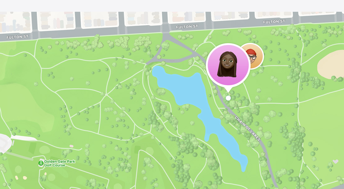 The Find My app showing where friends are located on a map.