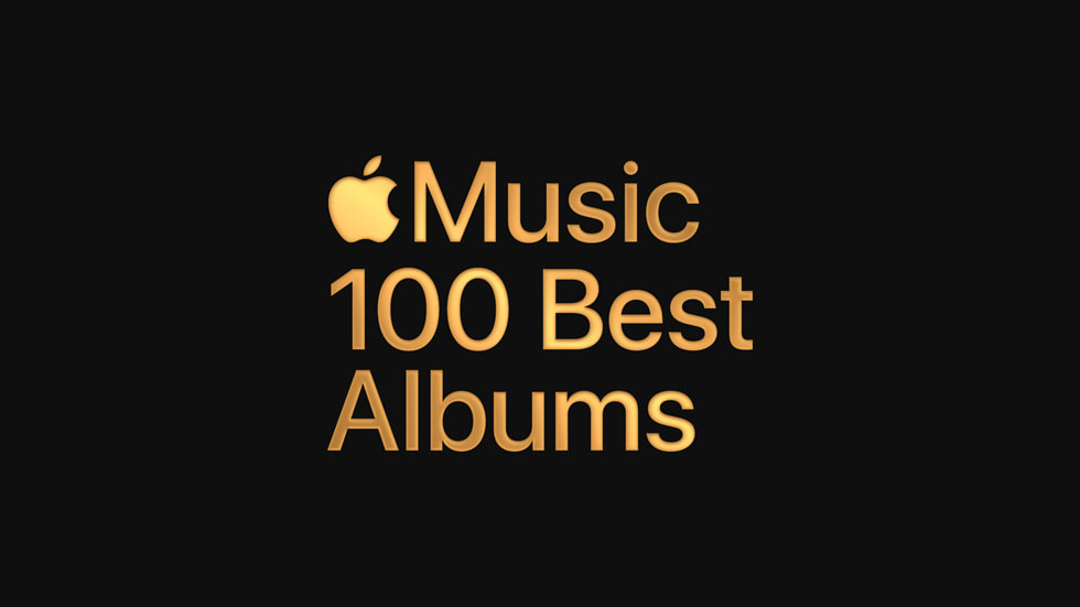 Apple Music 标志与“100 Best Albums”（百大最佳专辑）字样的图画。