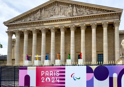 French National Assembly with Olympic statues