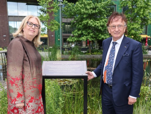 Former President of Ireland Mary McAleese unveils historic plaque  at Embassy Gardens