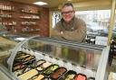 Business owner Ian Smith with the homemade ice creams he has on sale