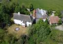 Birds eye view of Hill Farm in Topcroft