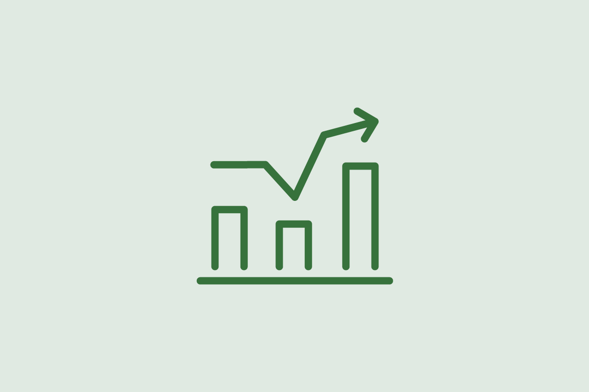 Icon: Balkendiagramm mit Pfeil