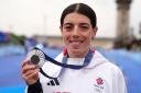 Great Britain’s Anna Henderson with her silver medal in the women’s time trial at the Paris Olympics (David Davies/PA).