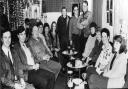 Whittington cricket club held a cabaret evening at their new club house Seen here with guests are committee members Steve Bellington, Dave Jones and Brian Whitley (standing) 1992