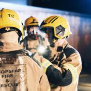 Shropshire Fire Service team up with Mid and West Wales Fire Service to rescue vehicle from 'precarious position'.