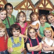 Some of the cast members from the Roleplay Theatreproduction of Cinderella at Llanymynech Village Hall.